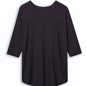 Torrid Black Classic Fit Super Soft Slub Crew Raglan Tee